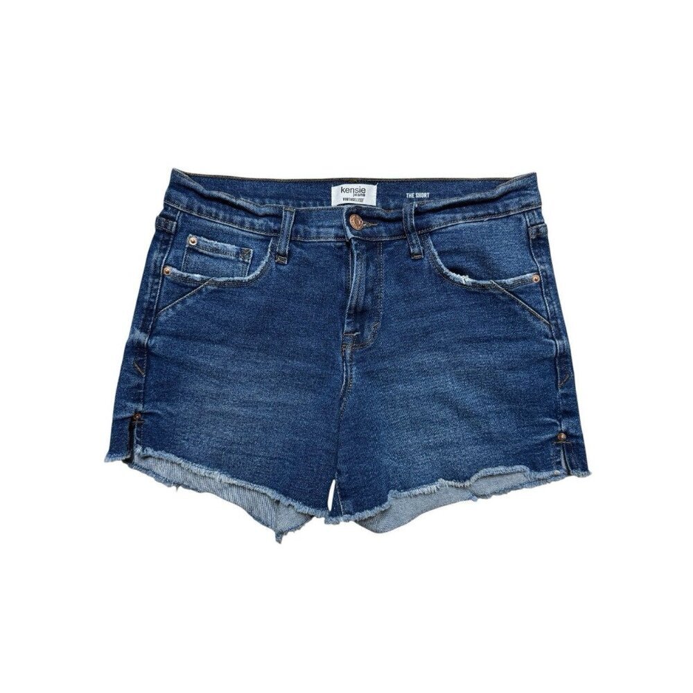 Kensie Jeans Vintage Luxe Denim Shorts Women 4 Raw Hem Blue 4” Inseam